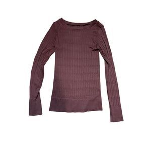 Womens brown stretchy knit basic top sz M